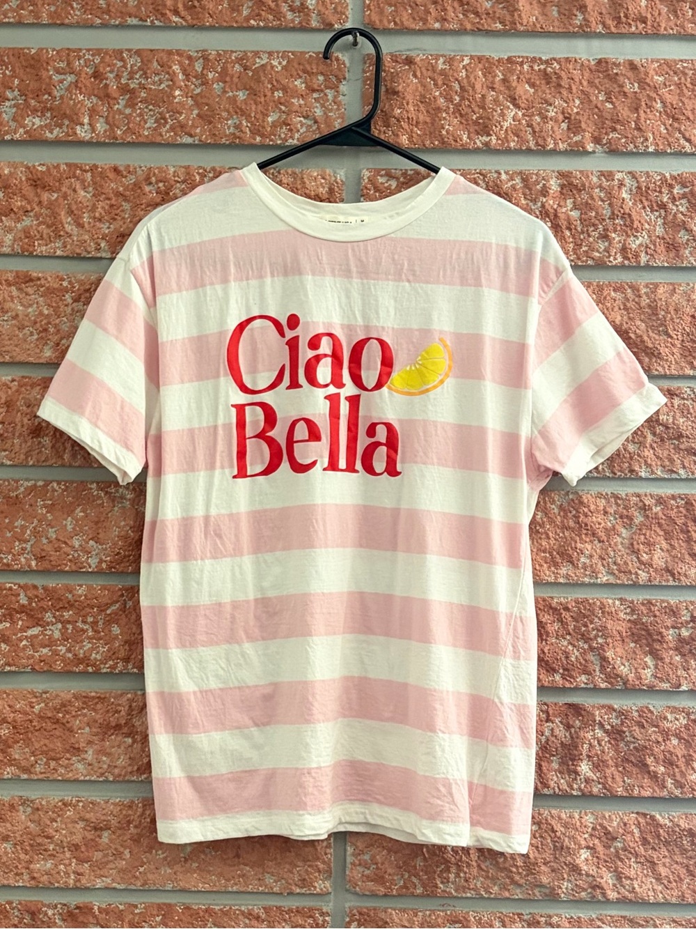🌟 Active USA Pink & White Striped Tee